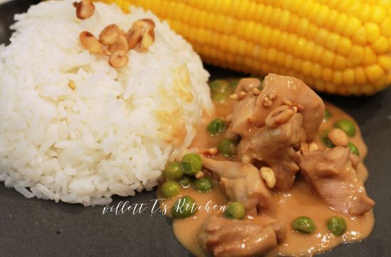 peanut sauce chicken and rice and corn